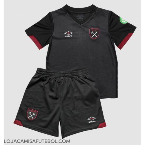 Camisa de Futebol West Ham United Equipamento Secundário Infantil 2024-25 Manga Curta (+ Calças curtas)